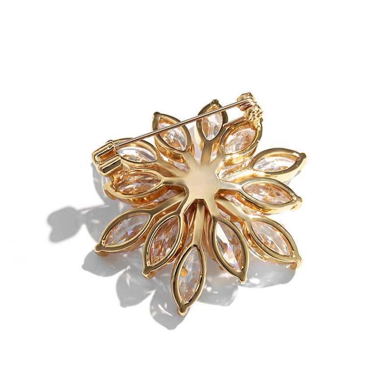 Cubic Zirconia Flower Design Brooch