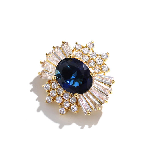 Luxury Sapphire Cubic Zirconia Decor Brooch