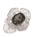 Godestar Black Geometric Cubic Zirconia Flower Brooch