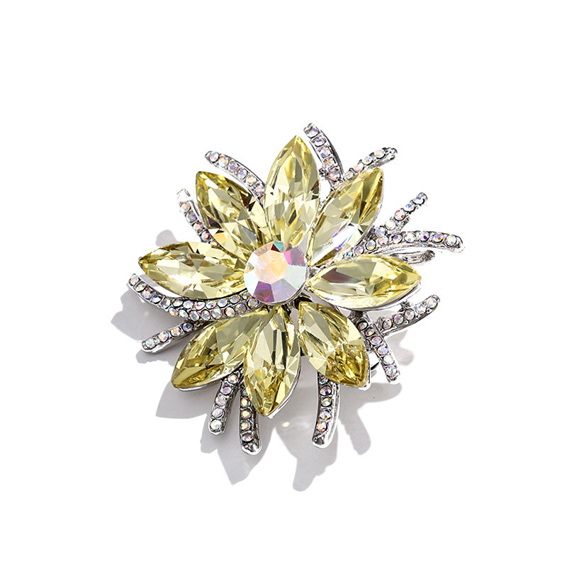 Godestar Vintage Women's Crystal Elegant Flower Brooch  Wedding Broach Pin