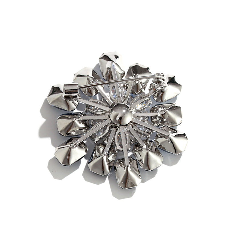 Black Blue Sapphire Diamond Flower Brooch