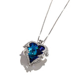 Godestar Blue Heart Pendant 925 Silver Necklace