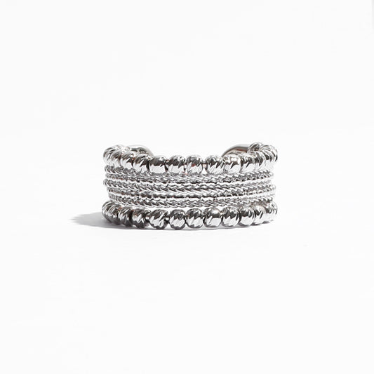 Godestar All-Matching Chain Silver Bead Design Open Ring