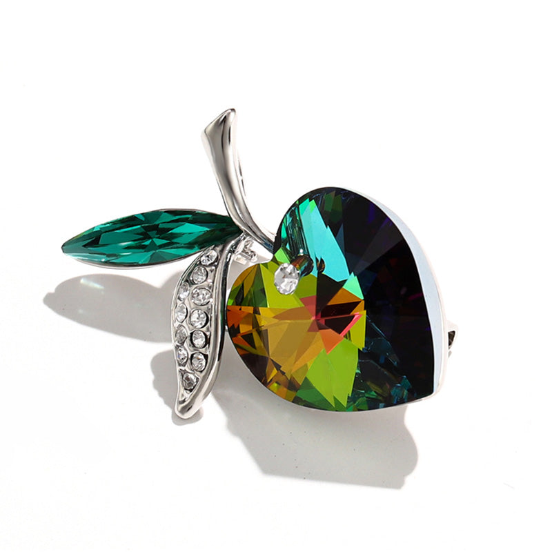 Godestar Multicolored Green Apple Shape Brooch