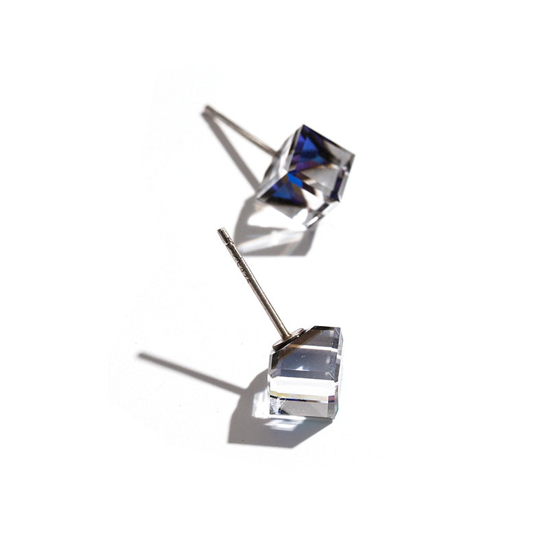 Godestar Phantom Blue Colorful Cube Stud Earrings