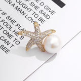 Godestar White Pearl Starfish Brooch Silk Scarf Pin