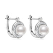 Godestar S925 Silver Vintage Pearl Earrings Round Moissanite