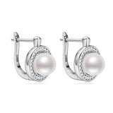 Godestar S925 Silver Vintage Pearl Earrings Round Moissanite