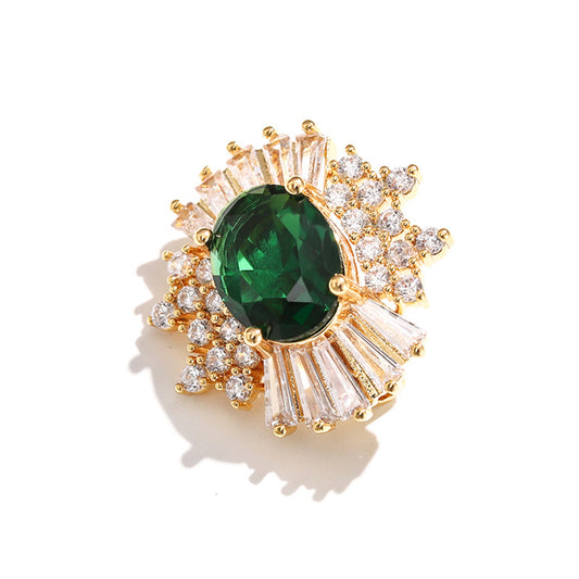 Godestar Green Oval Cubic Zirconia Brooch Jewelry