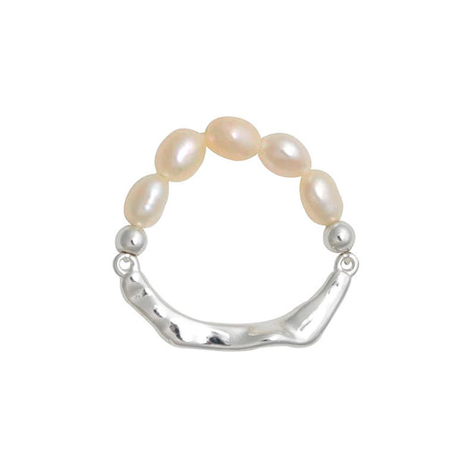 Godestar S925 Sterling Silver Shaped Bamboo Pearl Ring