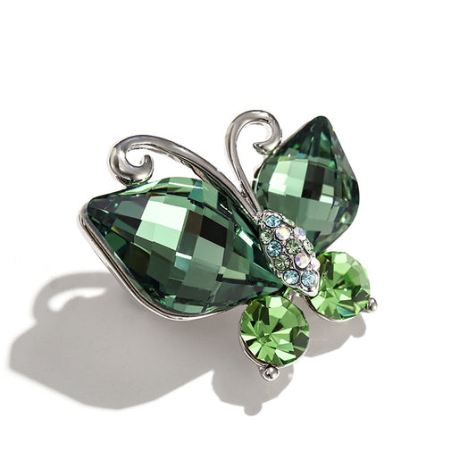 Godestar Green Cubic Zirconia Women's Butterfly Brooch