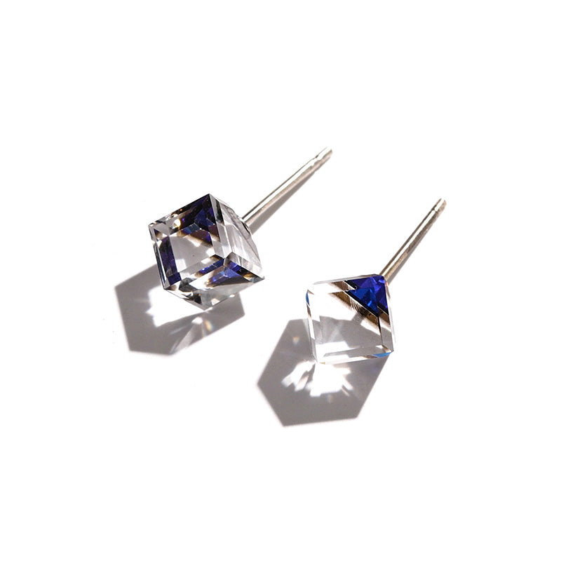 Godestar Phantom Blue Colorful Cube Stud Earrings