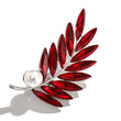 Godestar Red Cubic Zirconia Pearl Ladies Leaf Brooch Jewelry