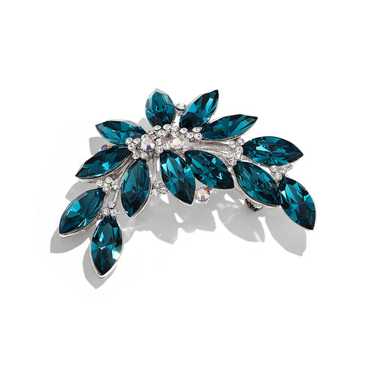 Godestar Blue Leaf Shape Crystal Brooch