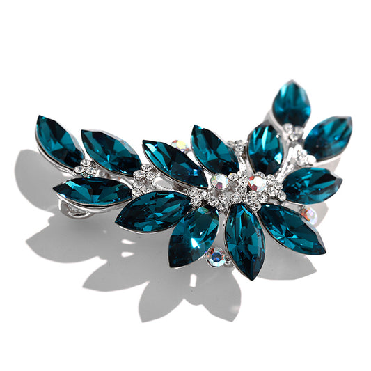 Godestar Blue Leaf Shape Crystal Brooch