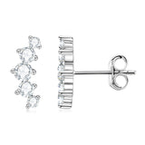 Godestar Moissanite Curved Five Stone Earrings 925 Sterling Silver