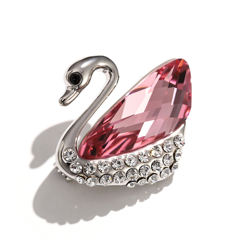 Godestar Pink Cubic Zirconia Women's Swan Brooch