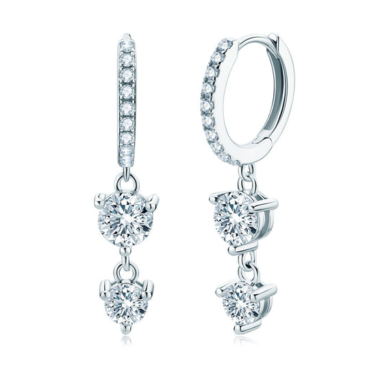 Godestar Long Tassel Moissanite Diamond Earrings 925 Sterling Silver