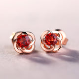 Godestar S925 Sterling Silver Earrings Female Natural Garnet Clover