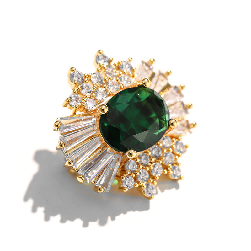 Godestar Green Oval Cubic Zirconia Brooch Jewelry