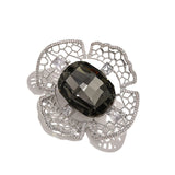 Godestar Black Geometric Cubic Zirconia Flower Brooch