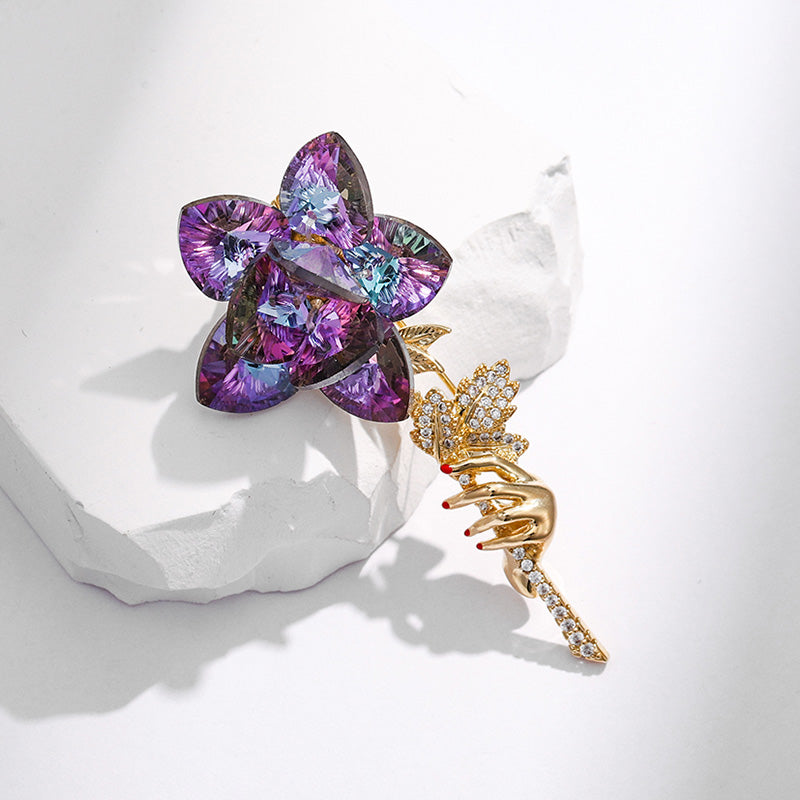 Godestar Purple Flower Ladies Brooch Dress Accessory