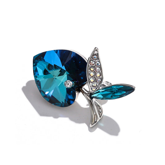 Godestar Fashion Blue Crystal Apple Badge Brooch