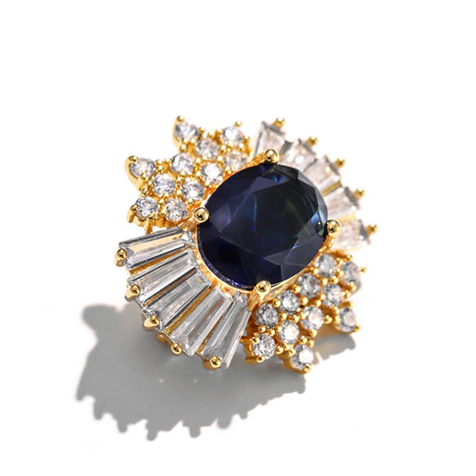 Luxury Sapphire Cubic Zirconia Decor Brooch