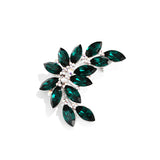 Women's Stunning Green Crystal Leaf Shape Flower Brooch