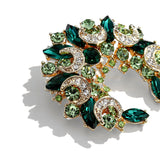 Retro Meniscus Green Rhinestone Brooch