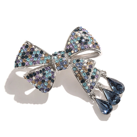 Godestar Blue CZ Women's Bow Brooch Jewelry