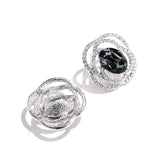 Black Diamond Cutout Rose Stud Earrings