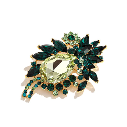 Godestar Teardrop Green Cubic Zirconia Elegant Brooch