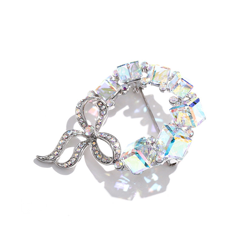 Godestar Colorful Cubic Diamond Wreath Brooch