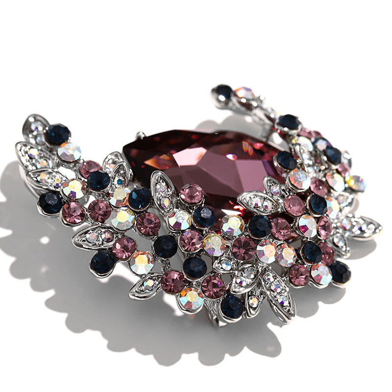 Godestar Luxurious Dazzling Drop Shaped Purple Crystal Brooch