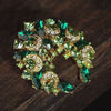 Retro Meniscus Green Rhinestone Brooch