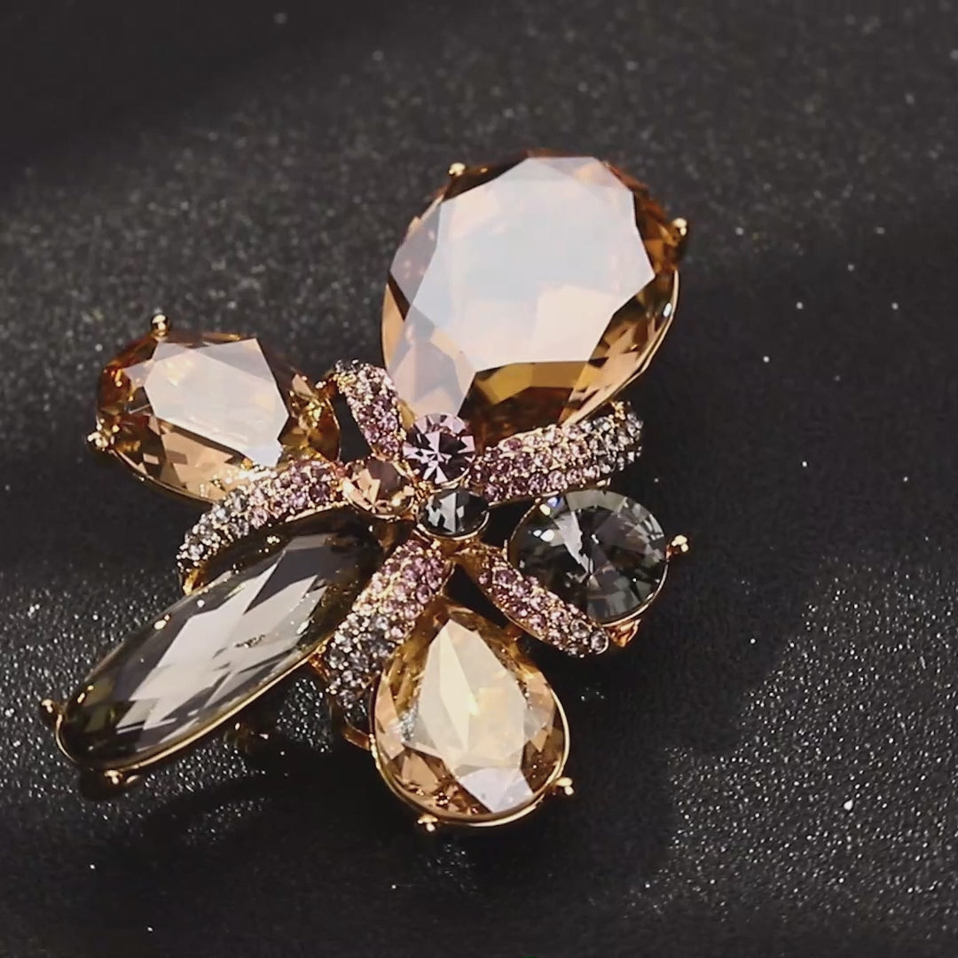 Black Crystal Diamond Brooch