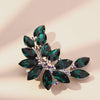 Women's Stunning Green Crystal Leaf Shape Flower Brooch